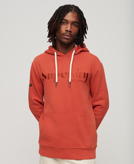 Superdry Men's Überfärbtes Terrain Hoodie mit Logo Rot - Größe: S von Superdry