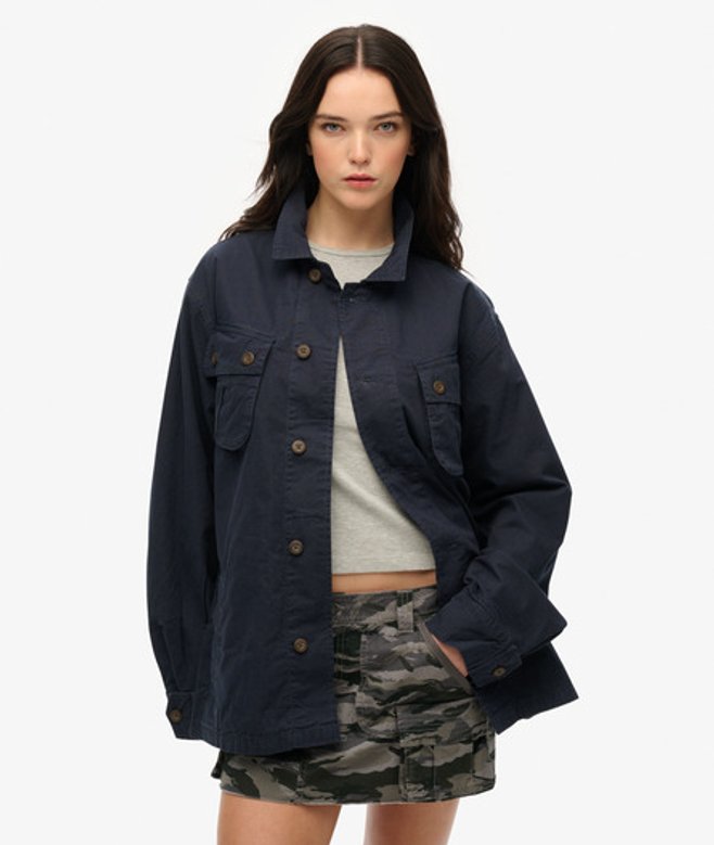 Superdry Herren Übergroße Militär-hemdjacke Navy - Größe: L von Superdry