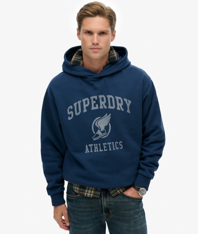 Superdry Herren Übergroßes Athletic Hoodie im Vintage-look Blue - Größe: XL von Superdry