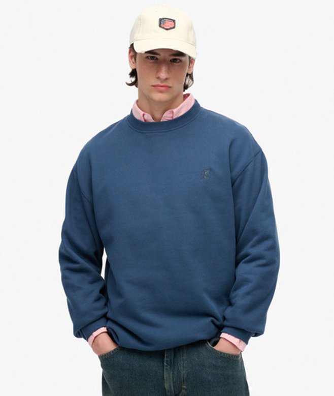 Superdry Herren Blank OverGrößed Crew Sweatshirt Blue - Größe: L von Superdry