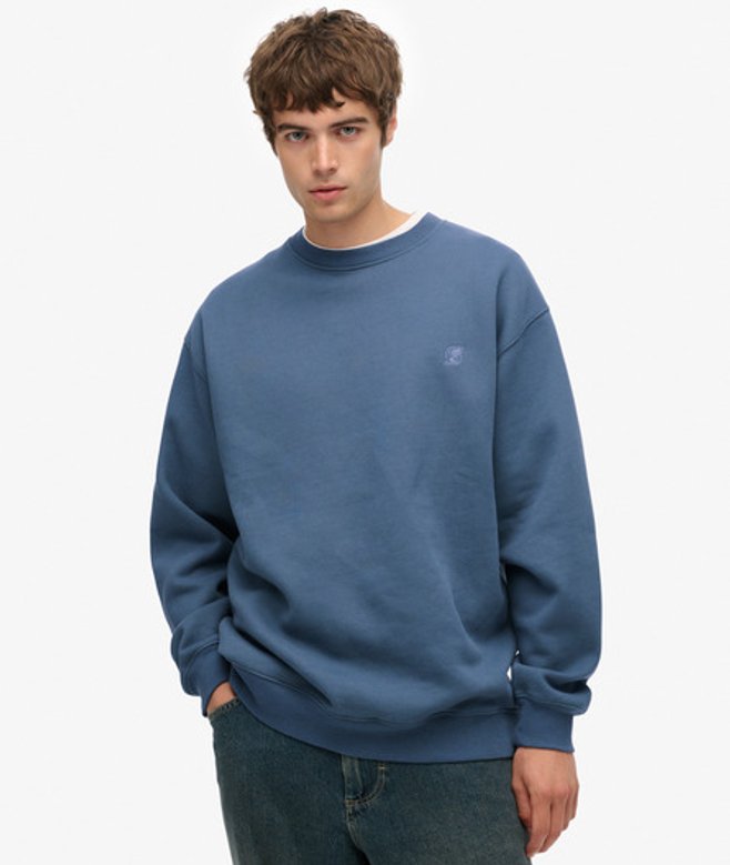 Superdry Herren Blank OverGrößed Crew Sweatshirt Blue - Größe: L von Superdry