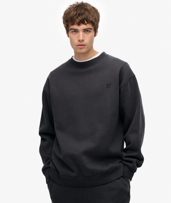 Superdry Herren Blank OverGrößed Crew Sweatshirt Dark Grey - Größe: L von Superdry