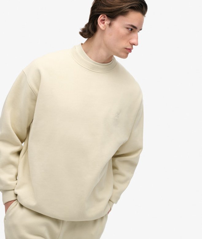 Superdry Herren Übergroßes Blank Sweatshirt mit Rundhalsausschnitt Light Grey - Größe: L von Superdry