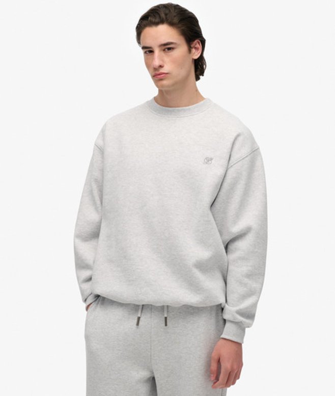 Superdry Herren Blank OverGrößed Crew Sweatshirt Light Grey - Größe: M von Superdry