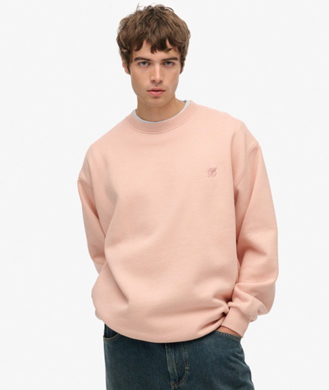 Superdry Herren Blank OverGrößed Crew Sweatshirt Pink - Größe: Xxl von Superdry