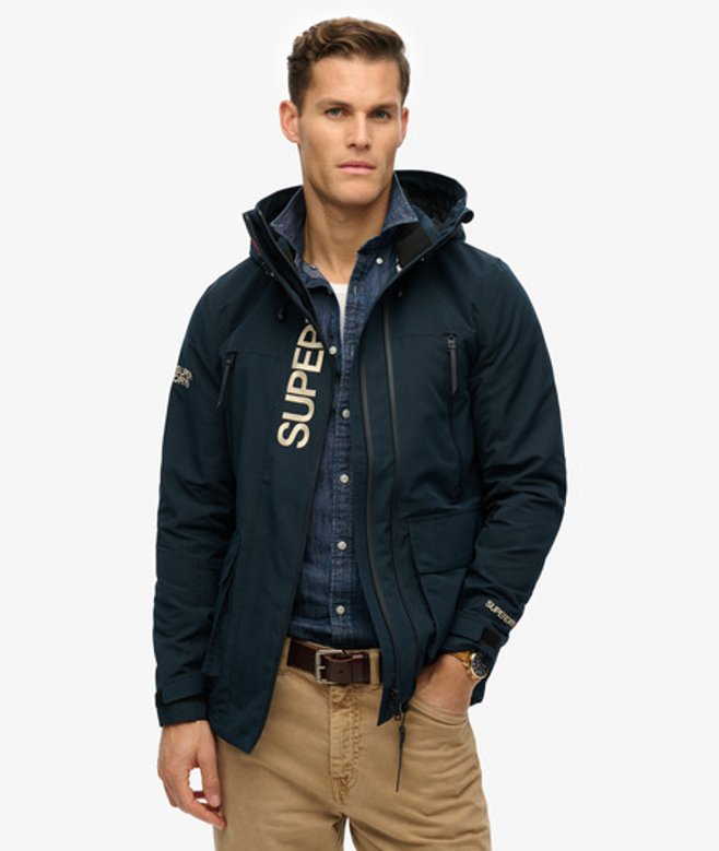 Superdry Herren Ultimate Windjacke mit Kapuze und Stickerei Marineblau - Größe: XL von Superdry
