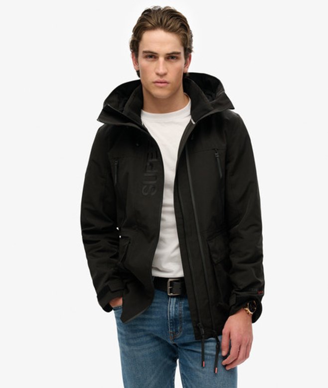 Superdry Herren Kapuzen-windbreaker mit Stickerei Schwarz - Größe: L von Superdry
