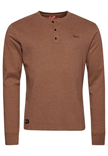 Superdry Herren VLE MID Weight L/S Henley Kapuzenpullover, Buck Tan Marl, M von Superdry