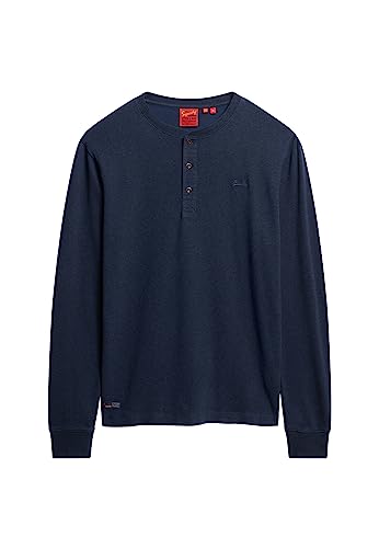 Superdry Herren VLE MID Weight L/S Henley Kapuzenpullover, Trench Navy Marl, XL von Superdry