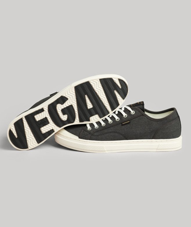 Superdry Herren Vegane Canvas Low-top Sneaker Schwarz - Größe: 41 von Superdry