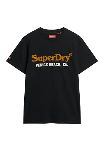 Superdry Herren Venue Duo Logo-T-Shirt Nero Schwarz Meliert XL von Superdry