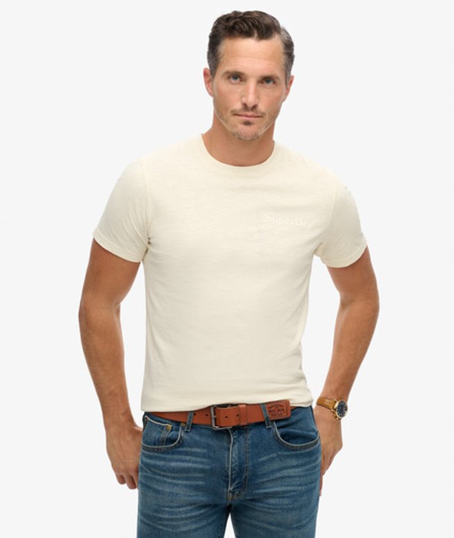 Superdry Herren Venue T-shirt mit Farblich Abgestimmtem Logo Creme - Größe: XL von Superdry