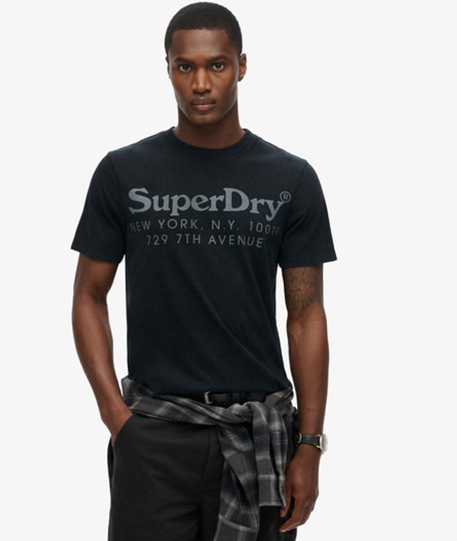 Superdry Herren Venue T-shirt mit Farblich Abgestimmtem Logo Schwarz - Größe: L von Superdry
