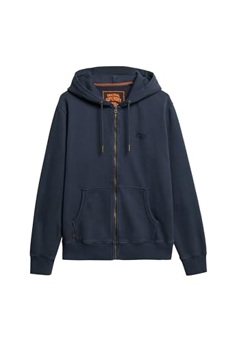 Superdry Herren Verwaschene Essential Kapuzenjacke mit Logo Finster Marineblau XXL von Superdry
