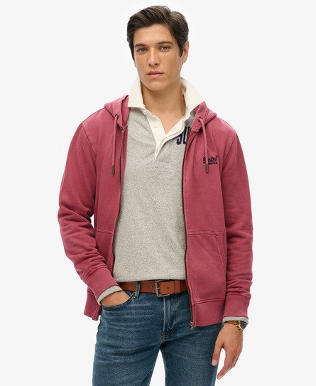 Superdry Herren Verwaschene Essential Kapuzenjacke mit Logo Burgund - Größe: Xxl von Superdry