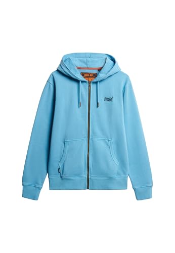 Superdry Herren Verwaschene Essential Kapuzenjacke mit Logo Verwaschenes Heritage-Blau L von Superdry