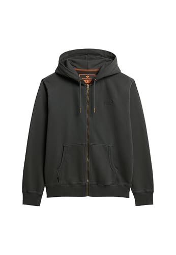 Superdry Herren Verwaschene Essential Kapuzenjacke mit Logo Verwaschenes Schwarz M von Superdry