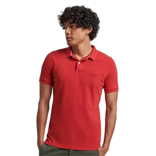 Superdry Herren Vint Destroy Polo Kapuzenpullover, Rot, M von Superdry