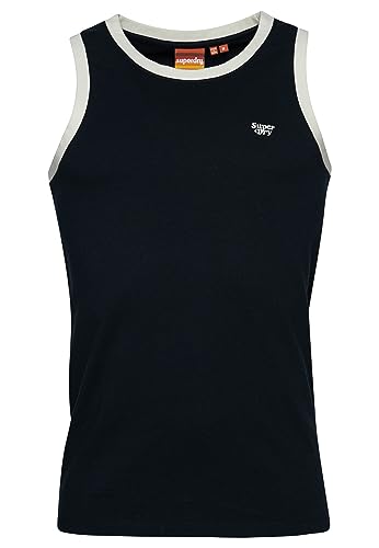 Superdry Herren Vintage 70s Racer Tanktop aus Bio-Baumwolle Finster Marineblau S von Superdry