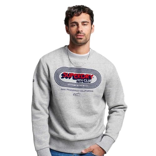 Superdry Herren Vintage Athletic Club Sweatshirt mit Rundhalsausschnitt Sportlich Grau Meliert XXL von Superdry