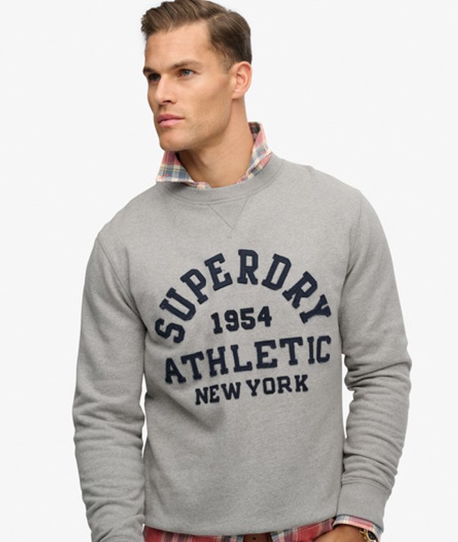Superdry Herren Vintage Athletic Crew Sweatshirt Light Grey - Größe: M von Superdry