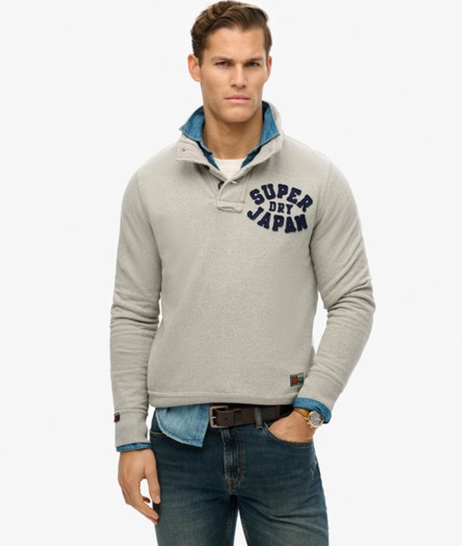 Superdry Herren Vintage Athletic Henley-sweatshirt Grey - Größe: S Superdry Herren Vintage Athletic Henley-sweatshirt Grey - Größe: S von Superdry
