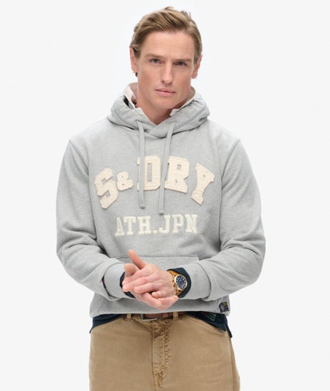 Superdry Herren Vintage Athletic Hoodie Hellgrau - Größe: XL von Superdry