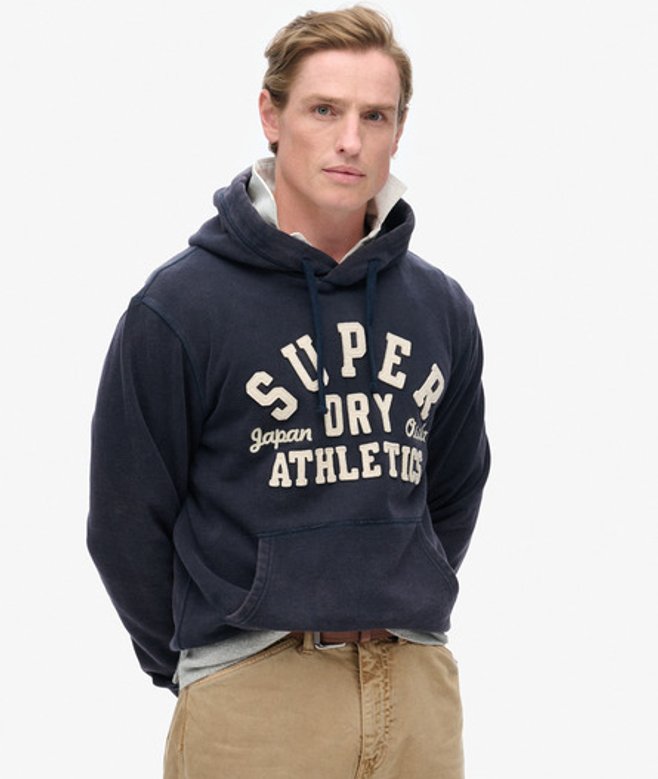 Superdry Herren Vintage Athletic Hoodie Marineblau - Größe: L von Superdry