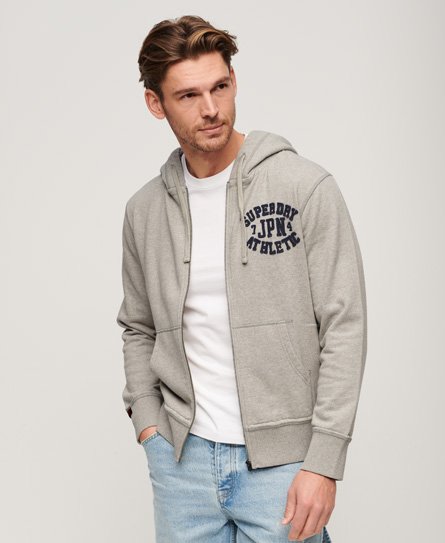 Superdry Herren Vintage Athletic Zip Hoodie Hellgrau - Größe: XL von Superdry