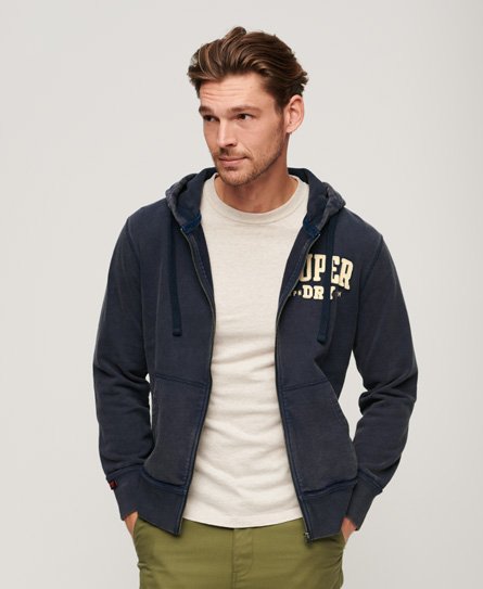 Superdry Men's Vintage Athletic Zip Hoodie Marineblau - Größe: L von Superdry