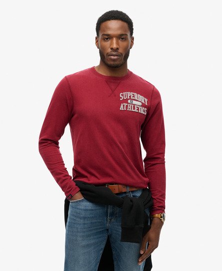 Superdry Herren Rot Athletic Langarmshirt im Vintage-Stil mit Logo-Druck, Größe: L von Superdry