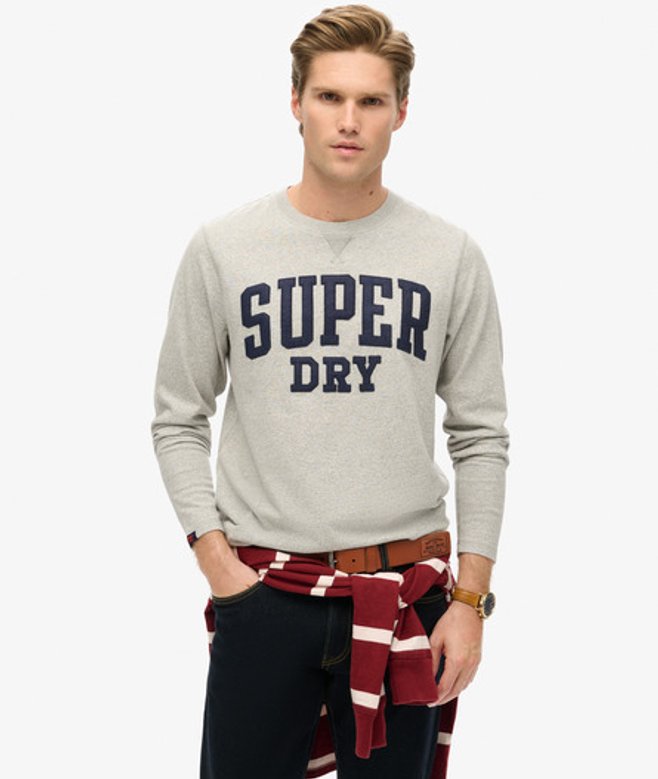 Superdry Herren Vintage Athletic Langarmshirt Hellgrau - Größe: L von Superdry