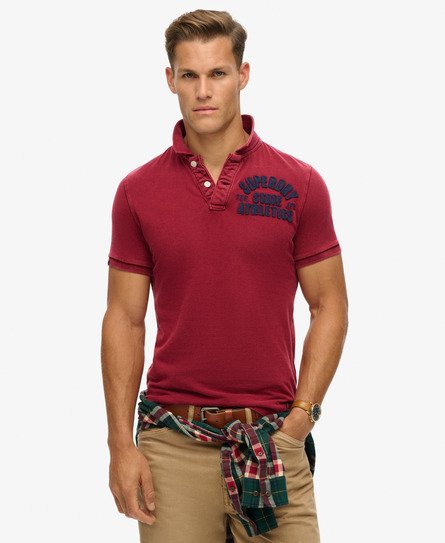 Superdry Men's Vintage Athletic Polo Shirt Rot - Größe: L von Superdry