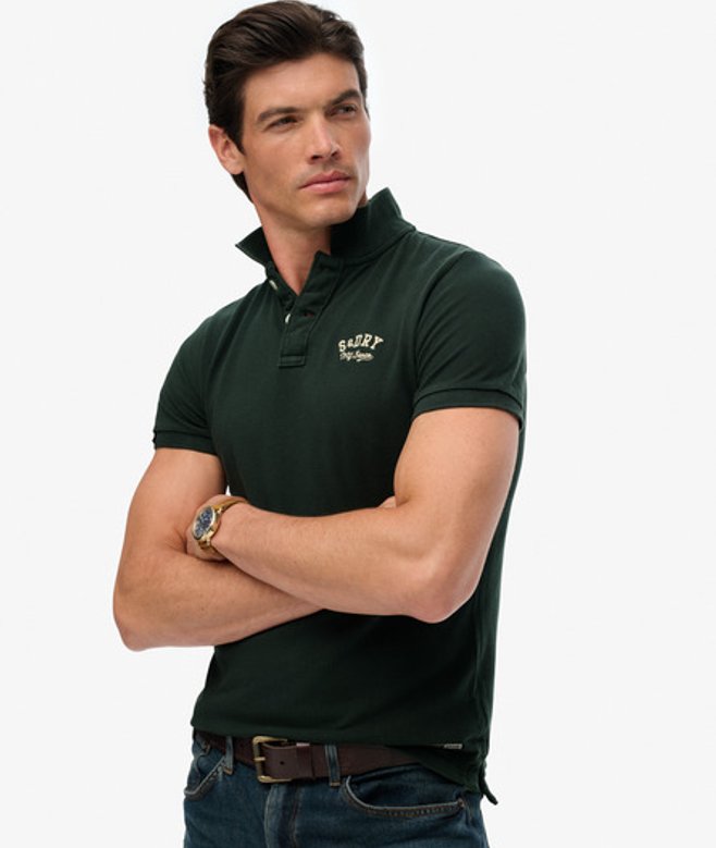 Superdry Herren Vintage Athletic Besticktes Poloshirt Green - Größe: S von Superdry