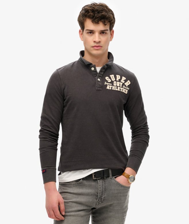 Superdry Men's Vintage Athletic Poloshirt mit Langen Ärmeln Schwarz - Größe: S Superdry Men's Vintage Athletic Poloshirt mit Langen Ärmeln Schwarz - Größe: S von Superdry