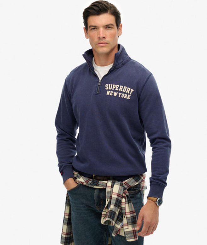 Superdry Herren Vintage Athletic Zip Pullover mit Halbreißverschluss Navy - Größe: Xxxl von Superdry