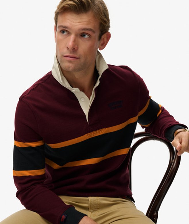 Superdry Herren Vintage Athletic Rugby-oberteil mit Streifen Red - Größe: L Superdry Herren Vintage Athletic Rugby-oberteil mit Streifen Red - Größe: L von Superdry