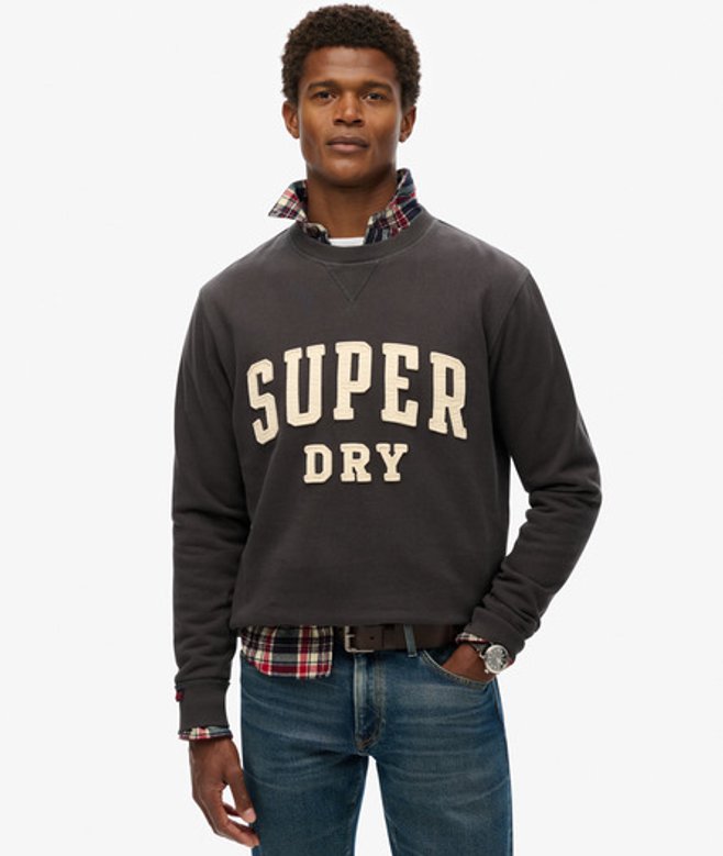 Superdry Herren Vintage Athletic Crew Sweatshirt Dark Grey - Größe: M von Superdry