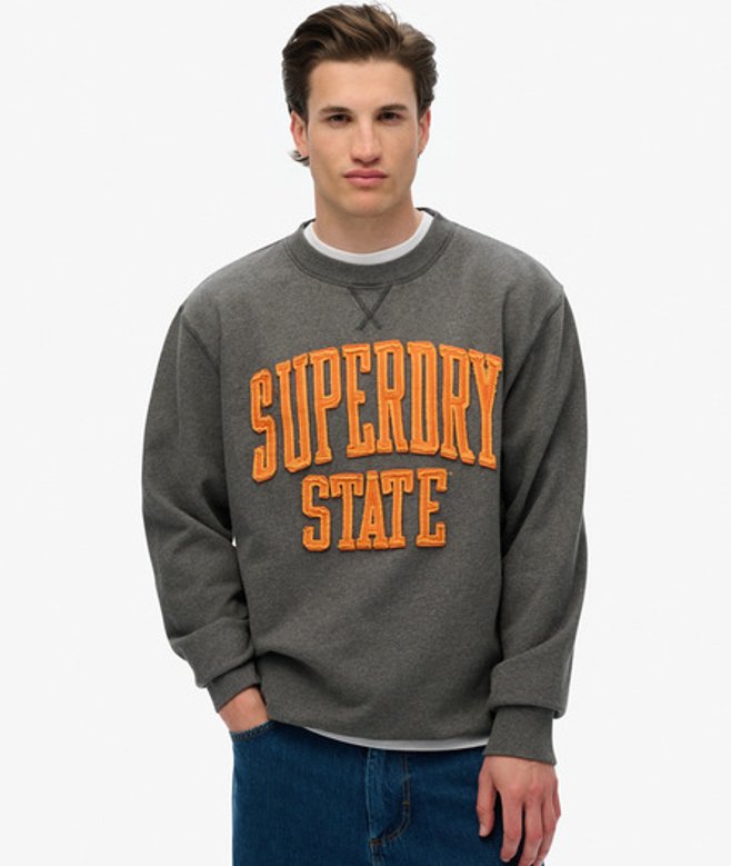 Superdry Herren Vintage Athletic Sweatshirt mit Rundhalsausschnitt Dark Grey - Größe: M von Superdry