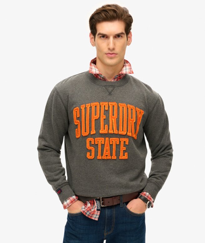 Superdry Herren Vintage Athletic Rundhals-sweatshirt Dunkelgrau - Größe: L von Superdry