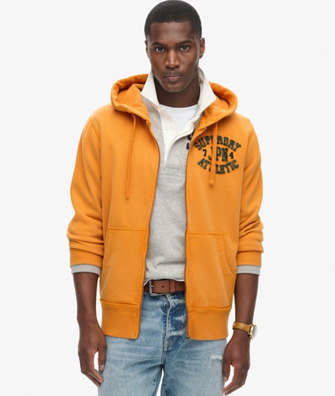 Superdry Herren Vintage Athletic Zip Hoodie Gold - Größe: M von Superdry