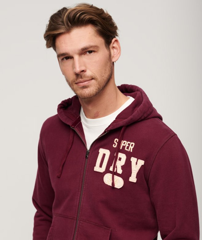 Superdry Herren Vintage Athletic Zip Hoodie Rot - Größe: Xxl von Superdry