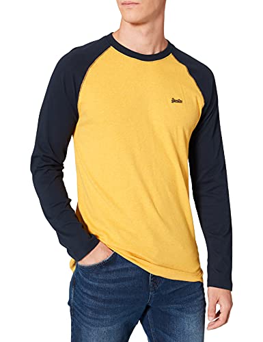 Superdry Herren Vintage Baseball LS TOP T-Shirt, Turmeric Marl/Eclipse Navy, XXL von Superdry