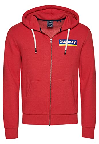 Superdry Herren Vintage CL Seasonal Ziphood Kapuzenpullover, 6. Papaya, Rot Marl, S von Superdry