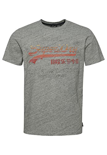 Superdry Herren Vintage Cali T-Shirt mit Logo Sportlich Grau Meliert L von Superdry