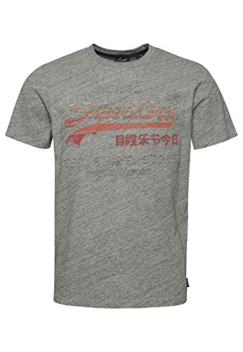 Superdry Herren Vintage Cali T-Shirt mit Logo Sportlich Grau Meliert M von Superdry