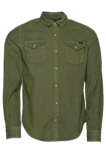 Superdry Herren Vintage Cord Western Shirt Kapuzenpullover, Olive Khaki, L von Superdry