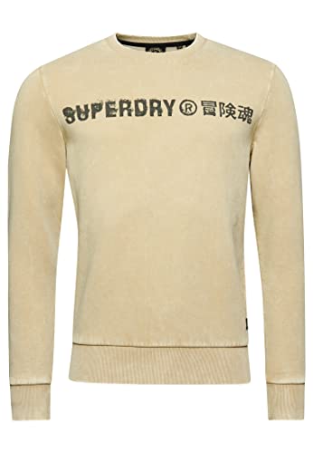 Superdry Herren Vintage Corp Logo Crew Kapuzenpullover, Pelican Beige, Large von Superdry