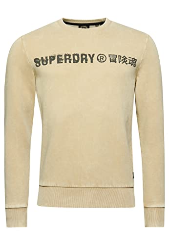 Superdry Herren Vintage Corp Logo Crew Kapuzenpullover, Pelican Beige, XL von Superdry