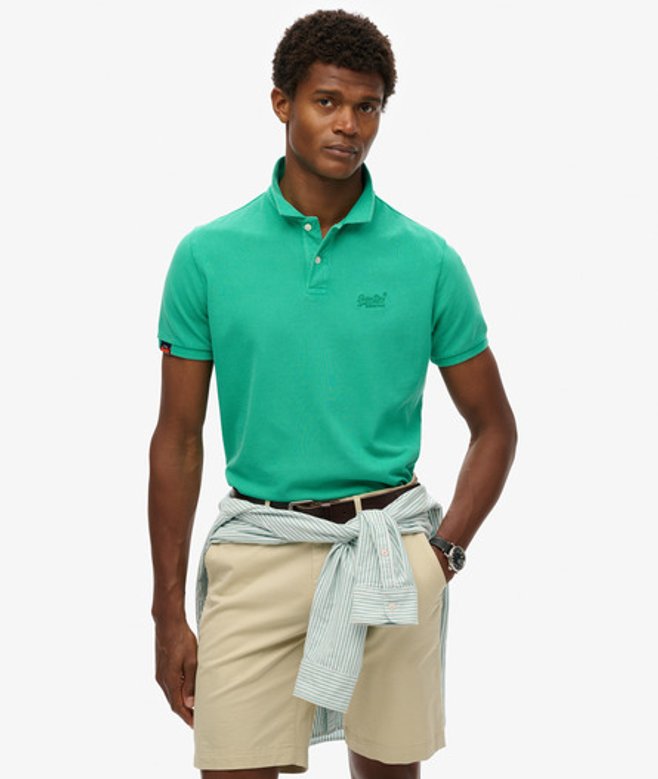 Superdry Herren Vintage Destroy Poloshirt Green - Größe: L von Superdry